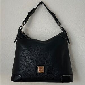 Black Pebbled Leather Dooney & Bourke Hobo Handbag